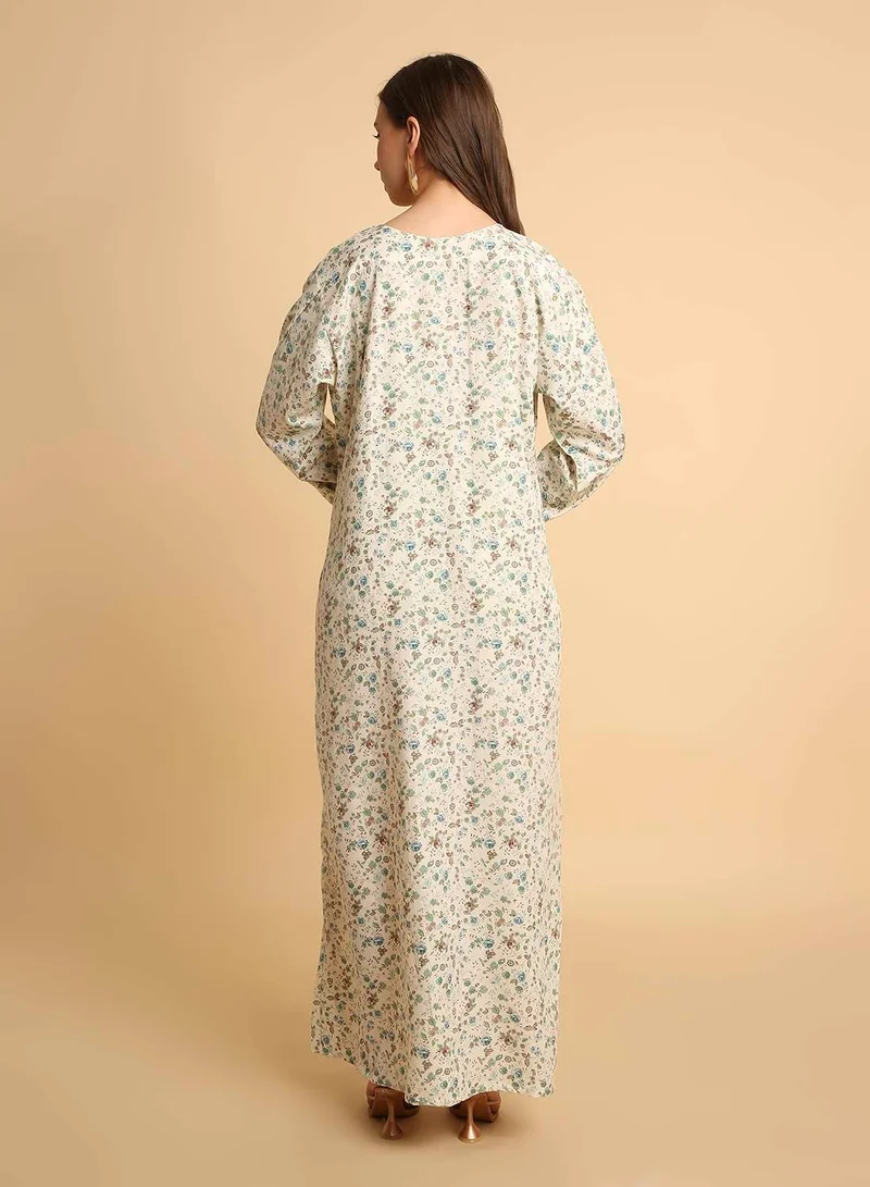 HANA & SARA Long Stylish Floral Printed Arabic Trendy Jalabiya For Womens